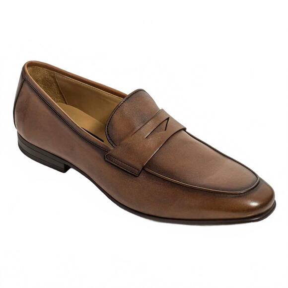 NEW TO BOOT NEW YORK men\'s keats calf leather slip-on penny loafer in cognac main image 4